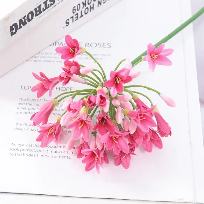 Fleurs artificielles de luxe Agapanthus africain à longue tige de 75 cm pour mariage, décoration de 