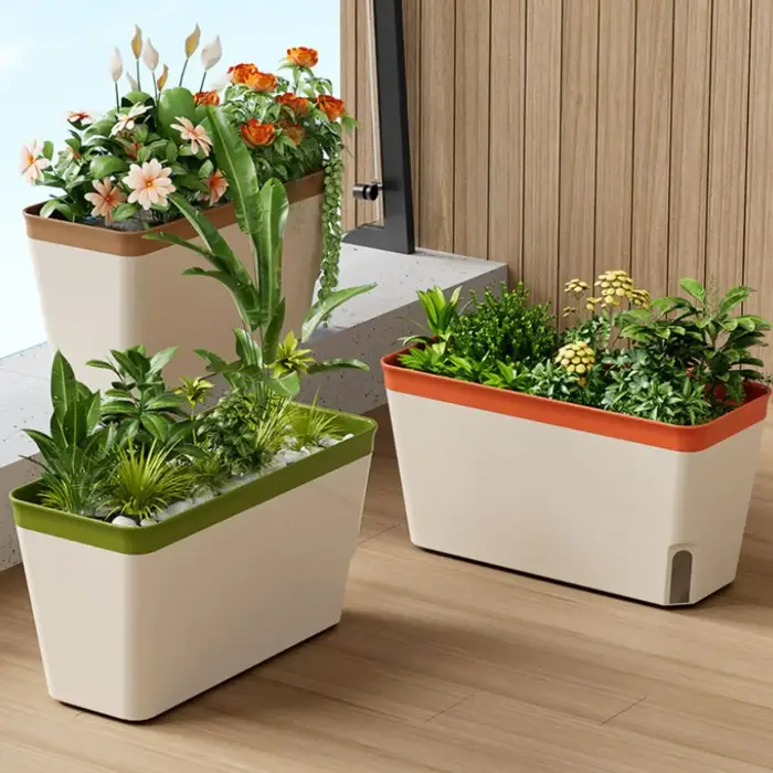 Pots de fleurs modernes à arrosage automatique, décoratifs, avec fenêtre de visualisation du niveau d'eau, pour plantes d'intérieur, herbes aromatiques et plantes succulentes.