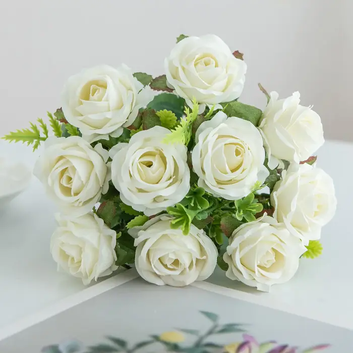 Fleurs artificielles Soie Rose Bricolage Mariage Bouque Nuptiale Jardin Roses Arche Maison Chambre F
