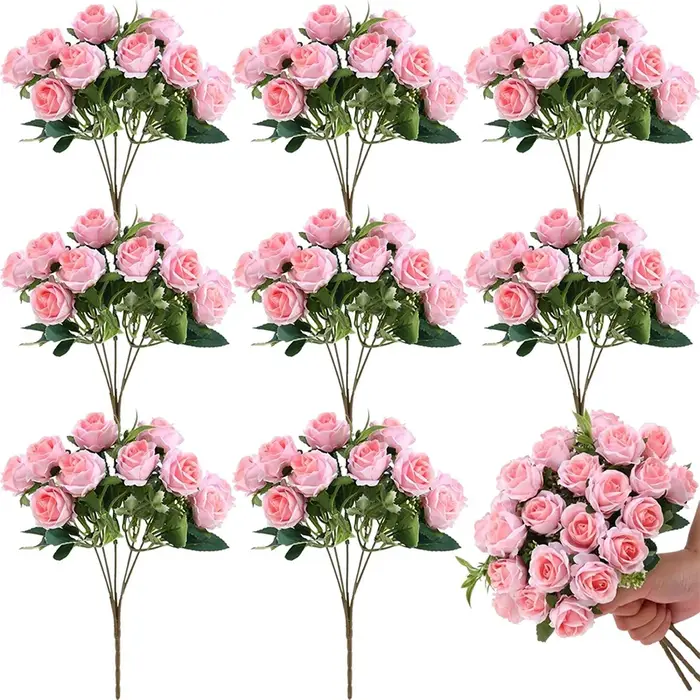 Bouquet de roses artificielles en soie