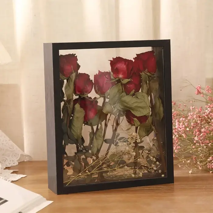 Boîte de présentation murale pour décoration intérieure, cadre en bois pour fleurs séchées, cadre de