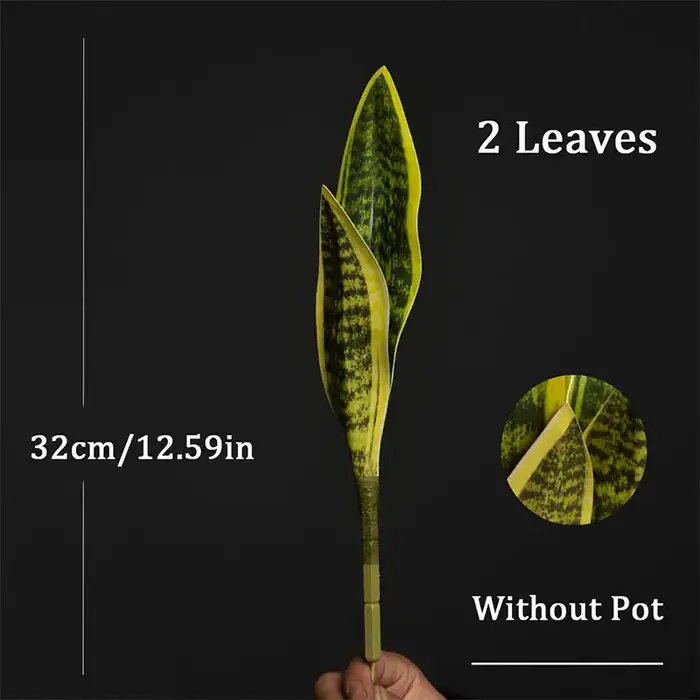 Plantes serpent artificielles Sansevieria 32/37cm, Fales vertes, feuilles en plastique, fausse petit