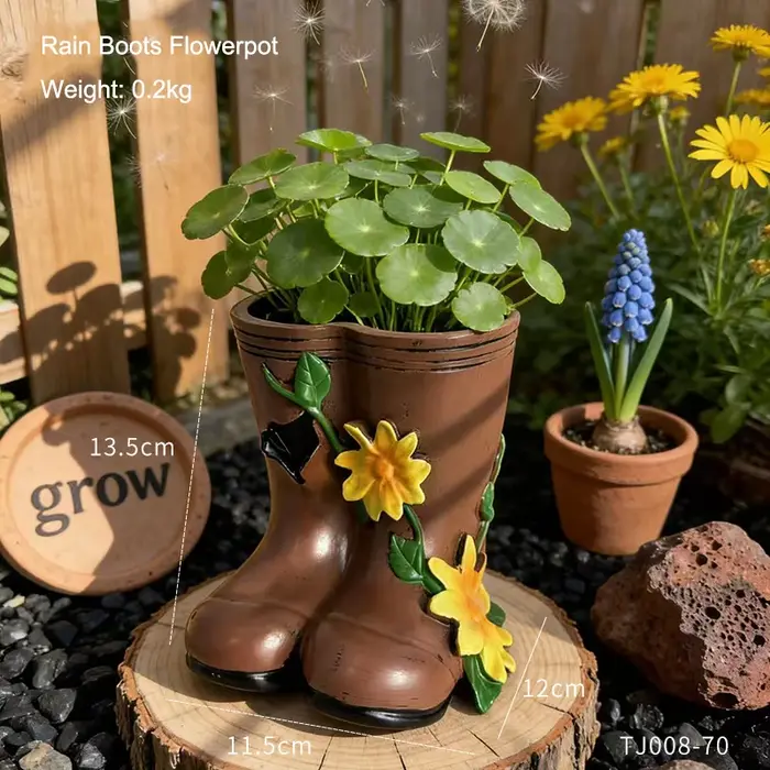 Pot de fleurs créatif en forme de bottes de pluie, pour plantes vertes, vase, décoration de jardin e