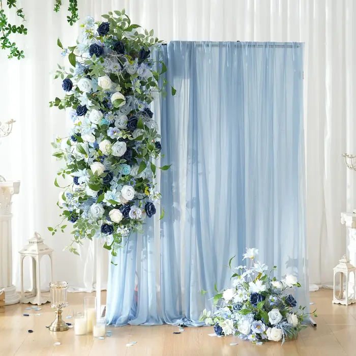 CHUXIN C9076 Guirlande de fleurs artificielles roses bleues et feuilles vertes pour arrangements de mariage