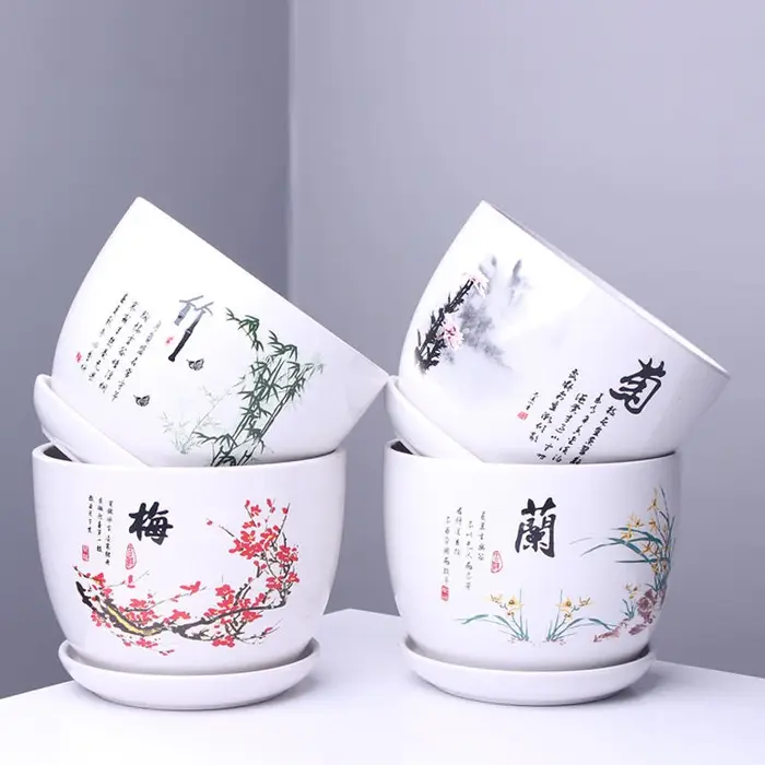 Chine Jingdezhen-Pot de fleur en céramique vintage