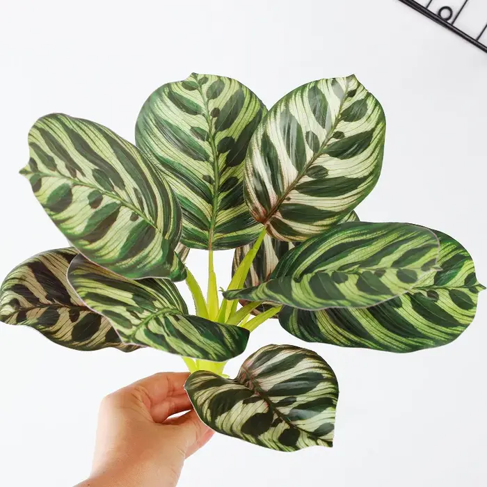 2 pièces plantes vertes artificielles en plastique feuilles de pomme Bouquet mariage Canna feuille plante Simulation fleur Auditorium décoration