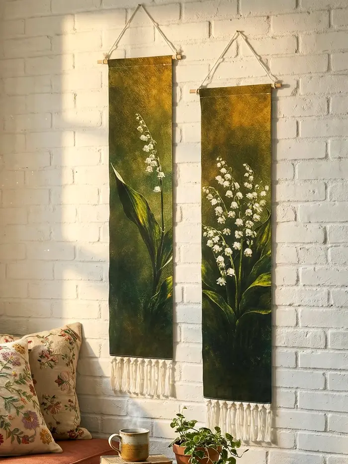 Tapisserie murale vintage à motif floral de muguet
