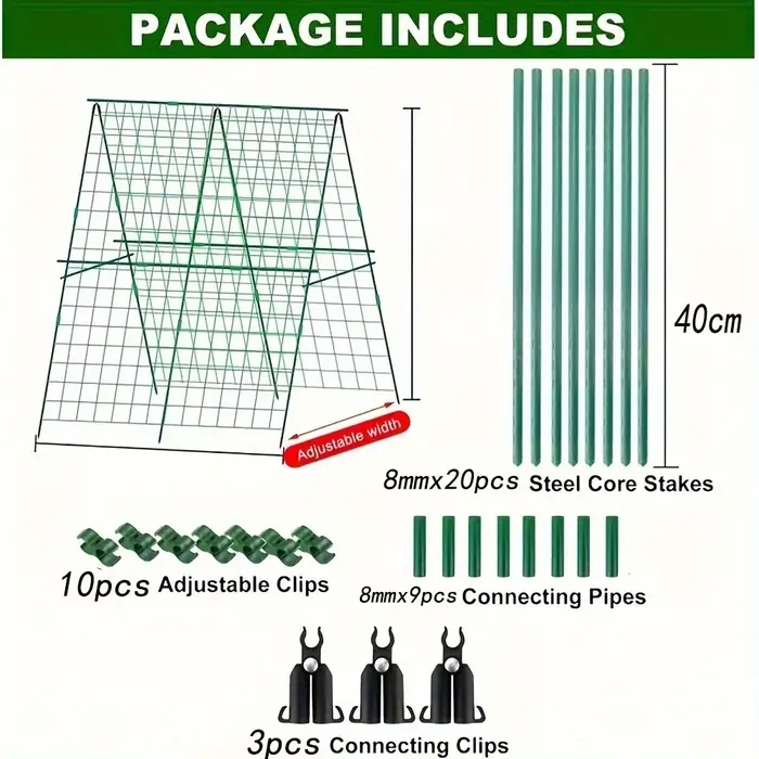 Treillis de jardin en forme de A pour concombres, support détachable pour plantes grimpantes, tomate