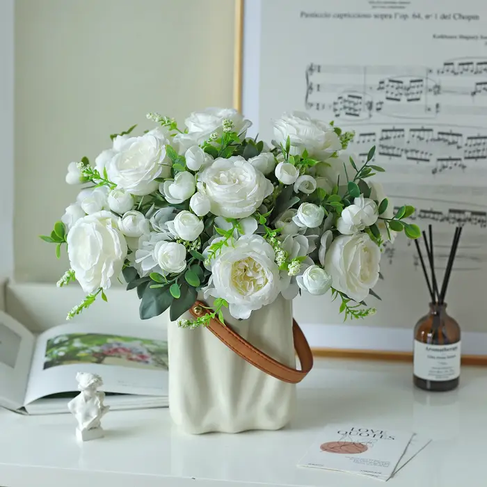 Fleur Artificielle en Soie Pivoine Hortensia Décoration Maison Jardin Extérieur Mariage Couronne de Mariée Accessoires Bouquet Accessoire Très Vendu