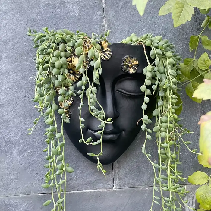 Pot de fleurs mural créatif en forme de visage