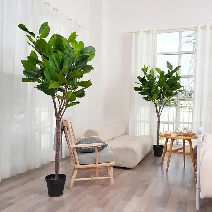 5.9ft Grand Artificiel Real Touch Vert Arbre En Caoutchouc avec Pot Plantes D'intérieur Accueil PRBalcony Décoration H209722-2097
