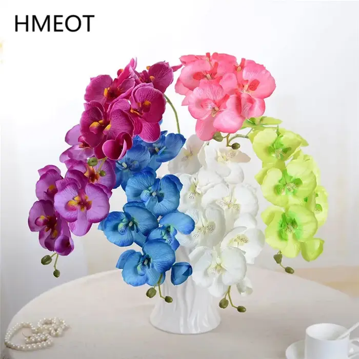 Fleurs artificielles 8 têtes de branches d'orchidées