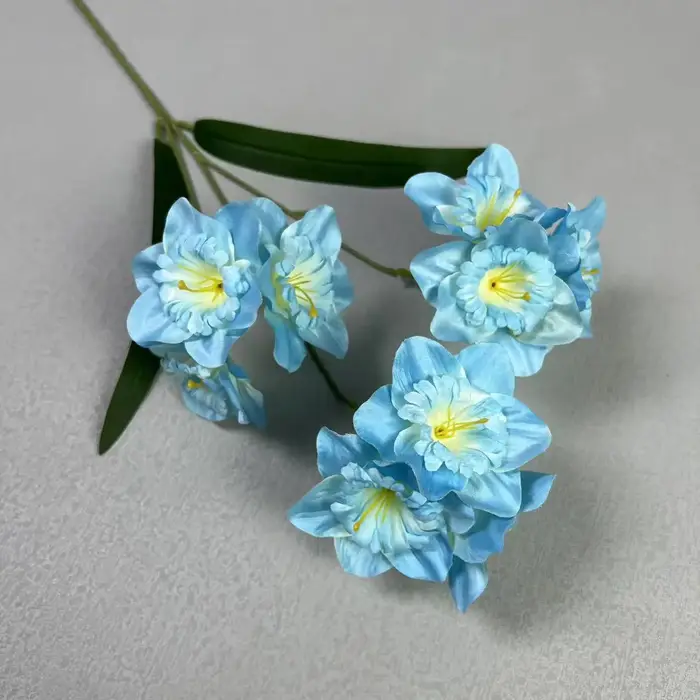 5pcs Fleur de jonquille artificielle avec branche longue en soie 9 têtes Plante de narcisse