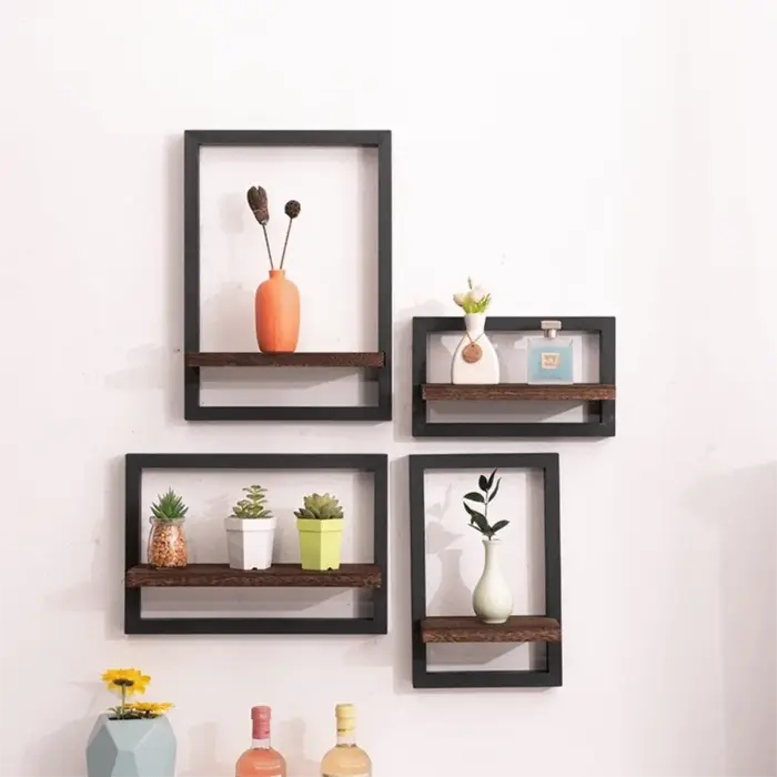 Étagère murale créative en bois pour plantes