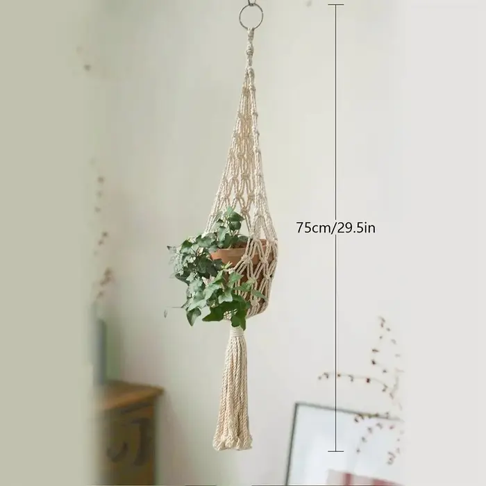Porte-plantes suspendus en macramé pour salon intérieur