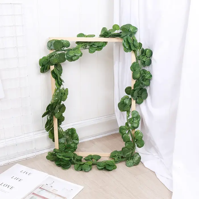 Guirxiété de plantes artificielles vives, plantes grimpantes, feuilles vertes, vigne de lierre, ficelle de rotin, décoration murale pour la maison, le jardin, la fête de mariage, 200cm