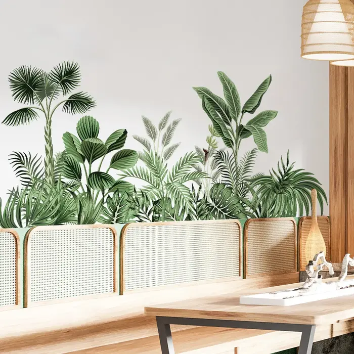 Autocollants muraux plante tropicale Jungle pour salon maison chambre armoire décoration murale auto-adhésif vinyle autocollant papier peint