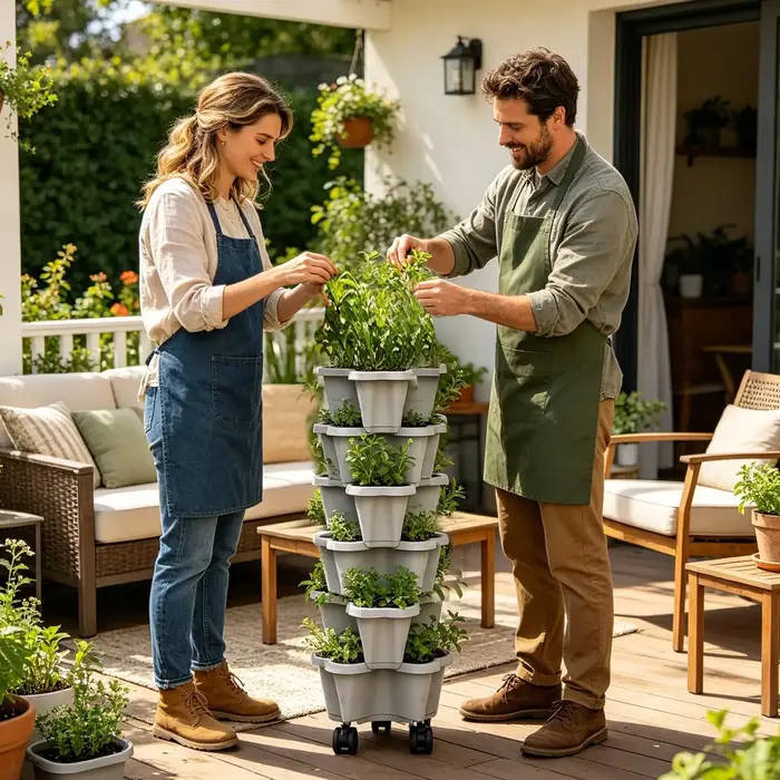 Nouveau pot de fleurs vertical empilable