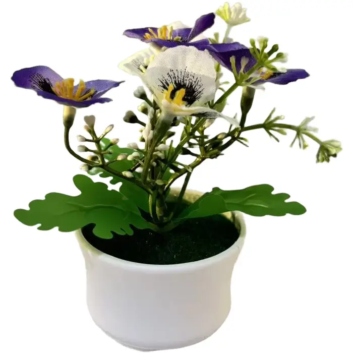 Orchidée Phalaenopsis Artificielle en Pot, Petite Plante de Simulation, Ornement de Bureau Papillon 