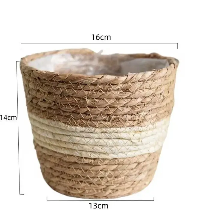 Pot de plantes à fleurs en herbe tissée