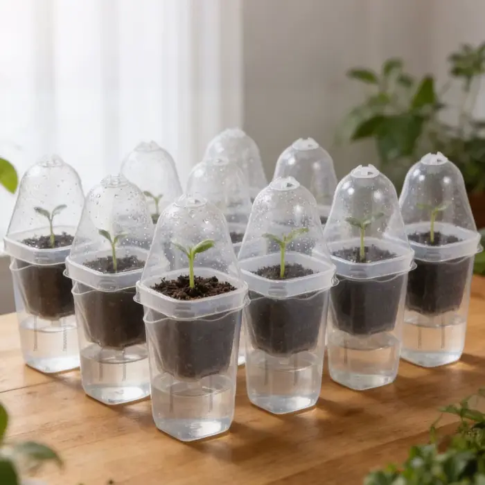 12 Pots de Fleurs Auto-Arrosants en Plastique Transparent pour Plantes Hydroponiques