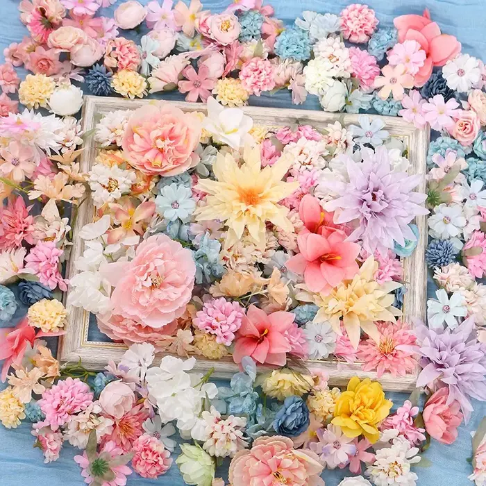 Mélange de fleurs artificielles en soie, plusieurs tailles, fausses fleurs pour décoration de maison, décoration de mariage, vêtements de mariée, guirlande de cadeaux artisanaux DIY