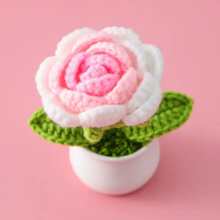 Tricoté à la main tournesol tulipe Crochet fleurs empotage tissé