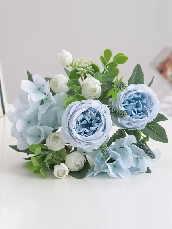 Fleur Artificielle en Soie Pivoine Hortensia Décoration Maison Jardin Extérieur Mariage Couronne de 