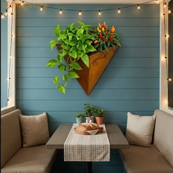 Pot fleurs suspendu en fer, Vase triangulaire, accessoires d'arrangement fleurs, Pot plantes, balcon, décoration