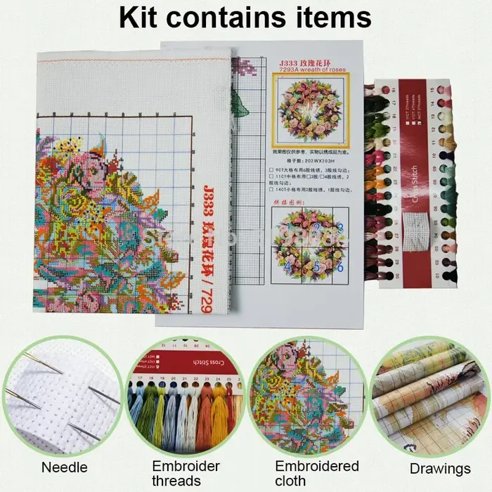 Joy Sunday ensembles pour broderie point de croix fleurs plante bricolage Kits de couture motifs