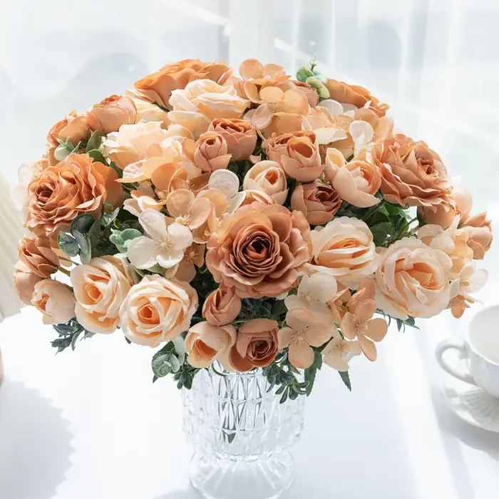Fleurs artificielles de Haute Qualité Soie Rose Festival Maison Chambre Brial Accessoire De Mariage Couronne En Plein Air Cour Arche Décoration Cadeau
