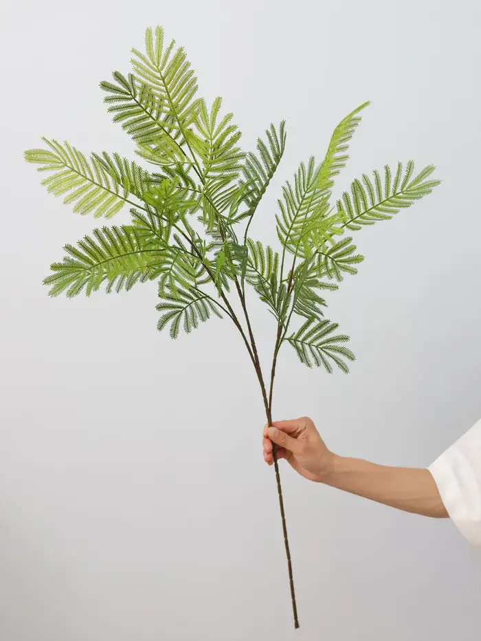 1 pièce, fleur artificielle plante verte Mimosa herbe feuilles de Silicone, décoration de mariage Studio aménagement paysager hôtel fleur Art décor doux
