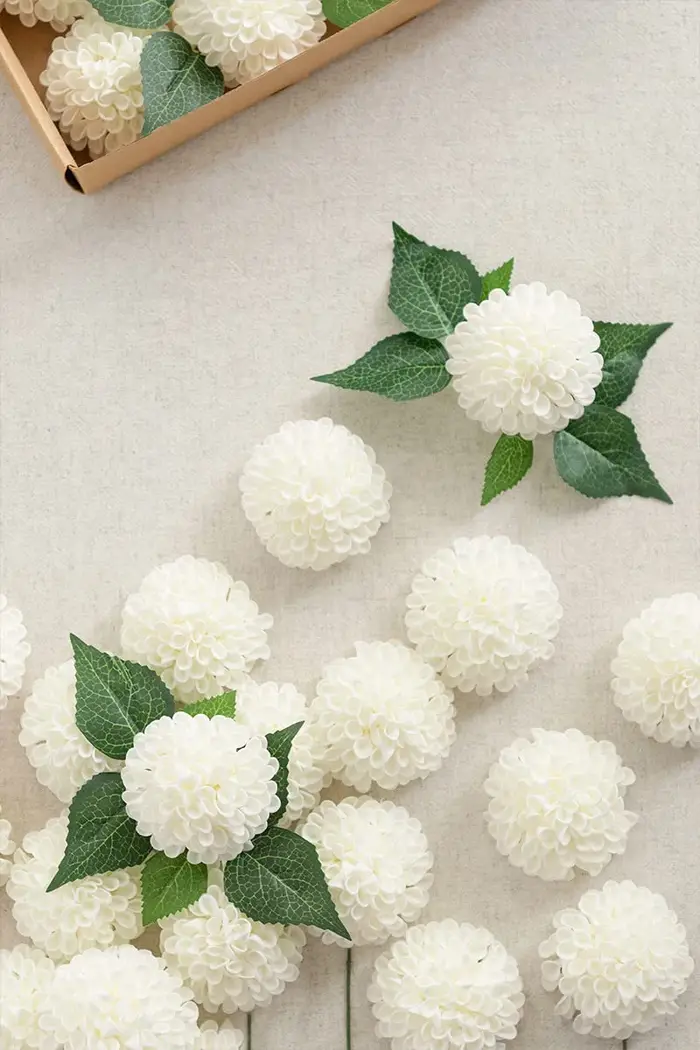 Fleurs artificielles Dahlia 25 pièces fleurs blanches