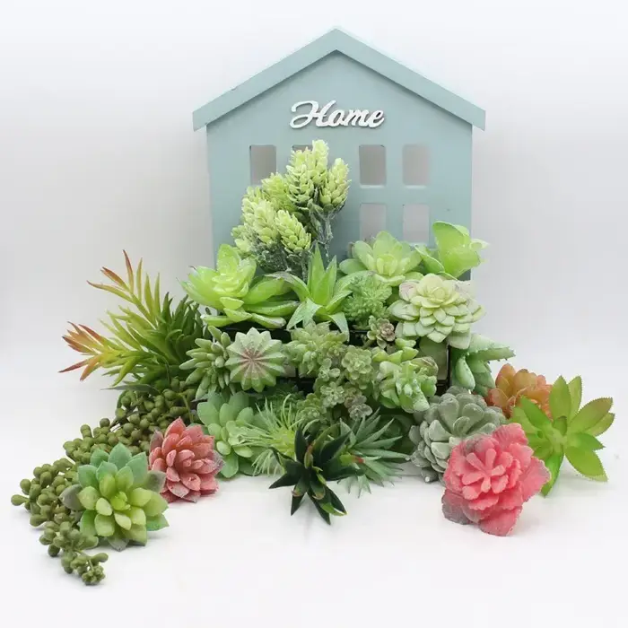 12 pièces plantes succulentes en PVC vert fausse plante succulente pour la maison jardin petit bonsaï décor fleur
