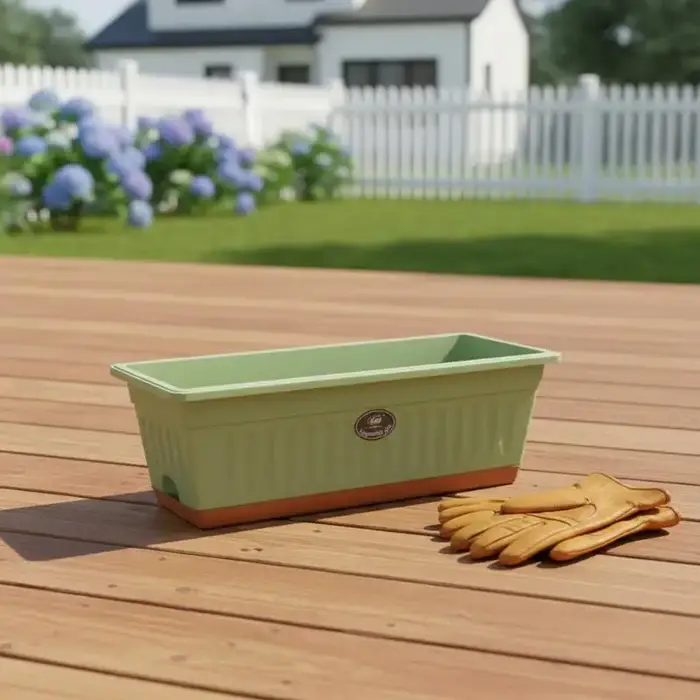 1 boîte à fleurs rectangulaire en plastique avec drainage
