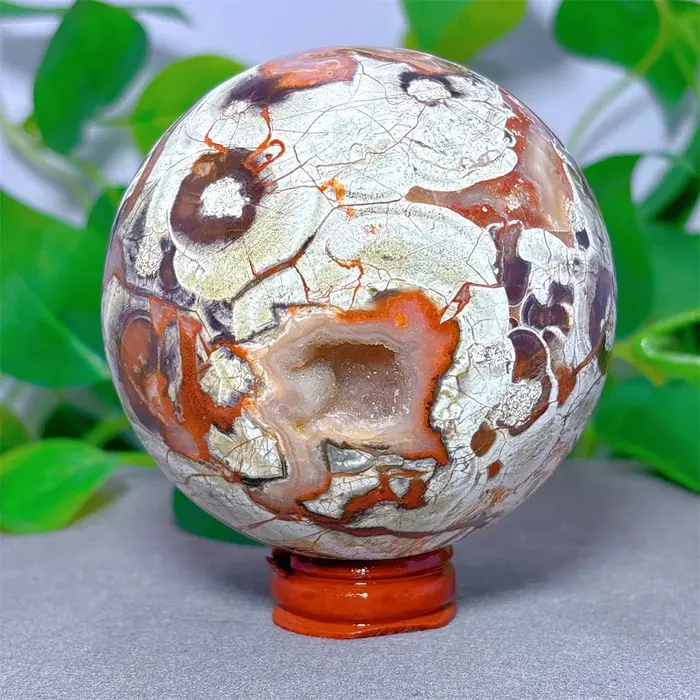 Sphère d'agate florale en cristal