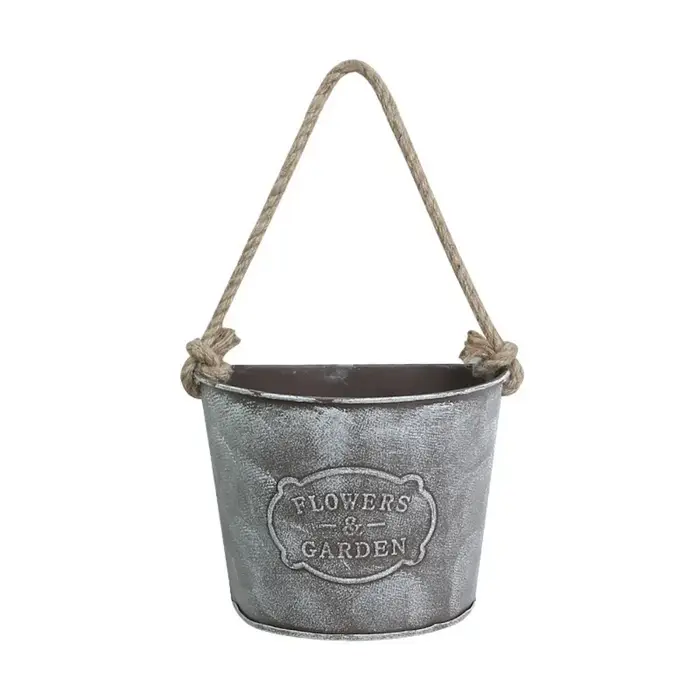 Pot de fleurs suspendu vintage pratique, style campagnard, en fer, à fixer au mur, vase à fleurs en 