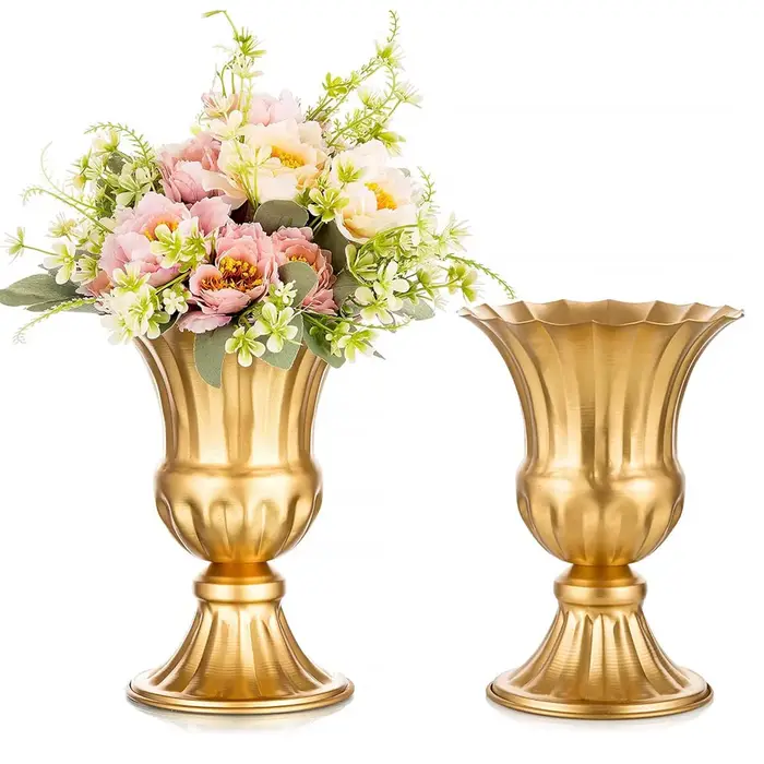 Vase d'arrangement de fleurs en or pour centre de Table de mariage
