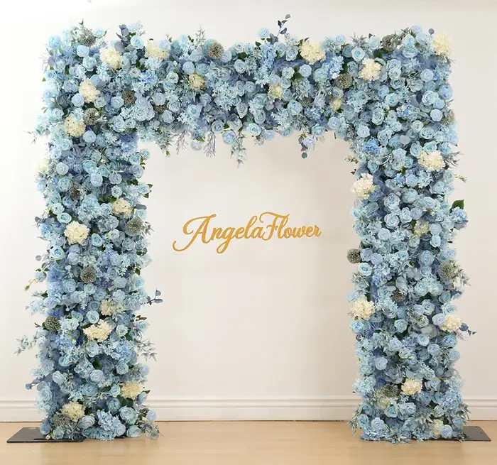 A8950 rêveur violet lavande Rose Delphinium tissu Base fleur rangée mariage toile de fond décor carré arc cadre Arrangement Floral