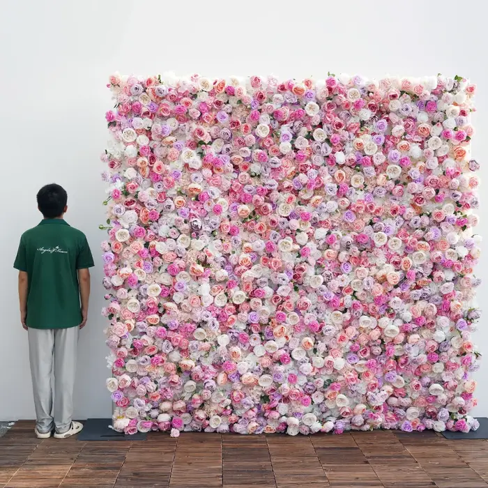 Pivoine Rose de luxe, mur de fleurs en tissu