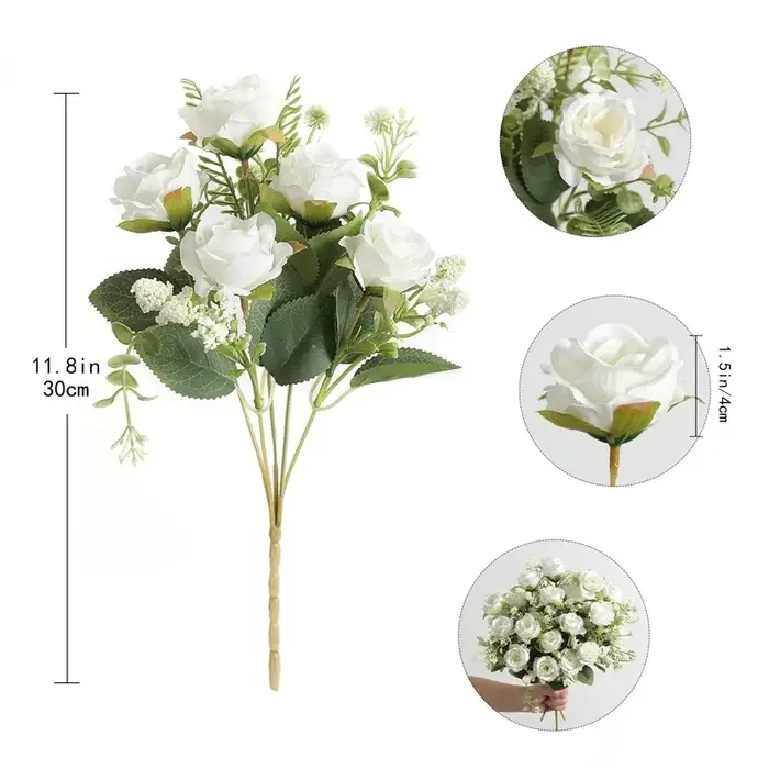 Bouquet de roses artificielles en soie