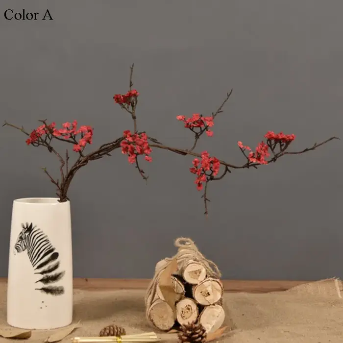 Fleurs de cerisier branche d'arbre fleurs artificielles en soie Sakura rotin Kudo pour automne décor