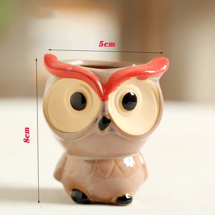 Pot de fleurs en céramique en forme de hibou