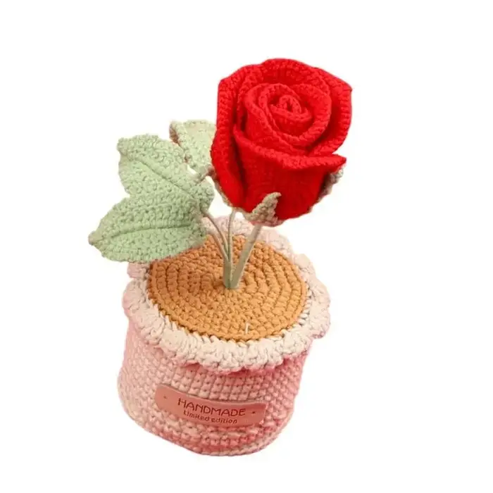 Arrangement fleurs roses Crochet