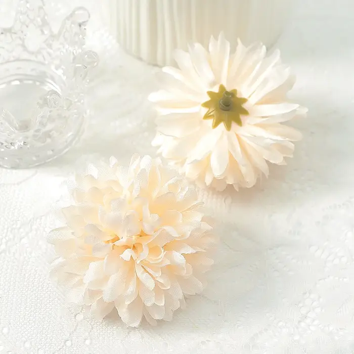 Têtes de fleurs artificielles Orange, 10 pièces, chrysanthèmes en soie, décoration de salle de maiso