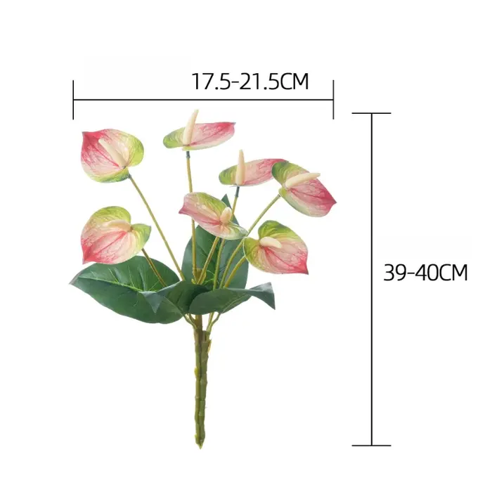 8 pièces de fleurs artificielles en plastique Anthurium