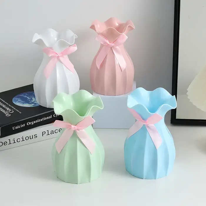Vase nordique en plastique à fleurs sèches anti-chute
