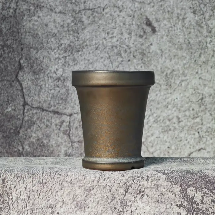 Petit pot en céramique doré fait main, pot de fleurs unique pour bureau, idéal pour Caudex Pachypodi