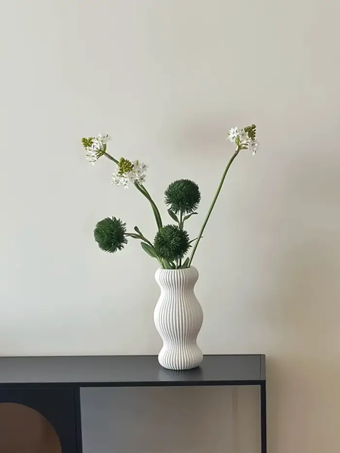 Bouquet de fleurs artificielles vert et blanc