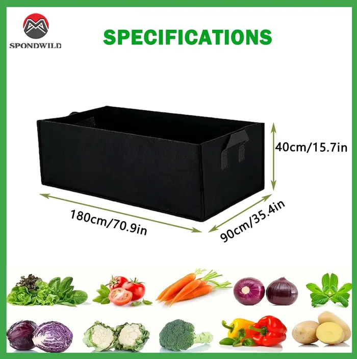 Sac de plantation carré respirant, seau de culture Non tissé avec conception de contrôle des racines, peu encombrant et pliable pour un jardinage polyvalent